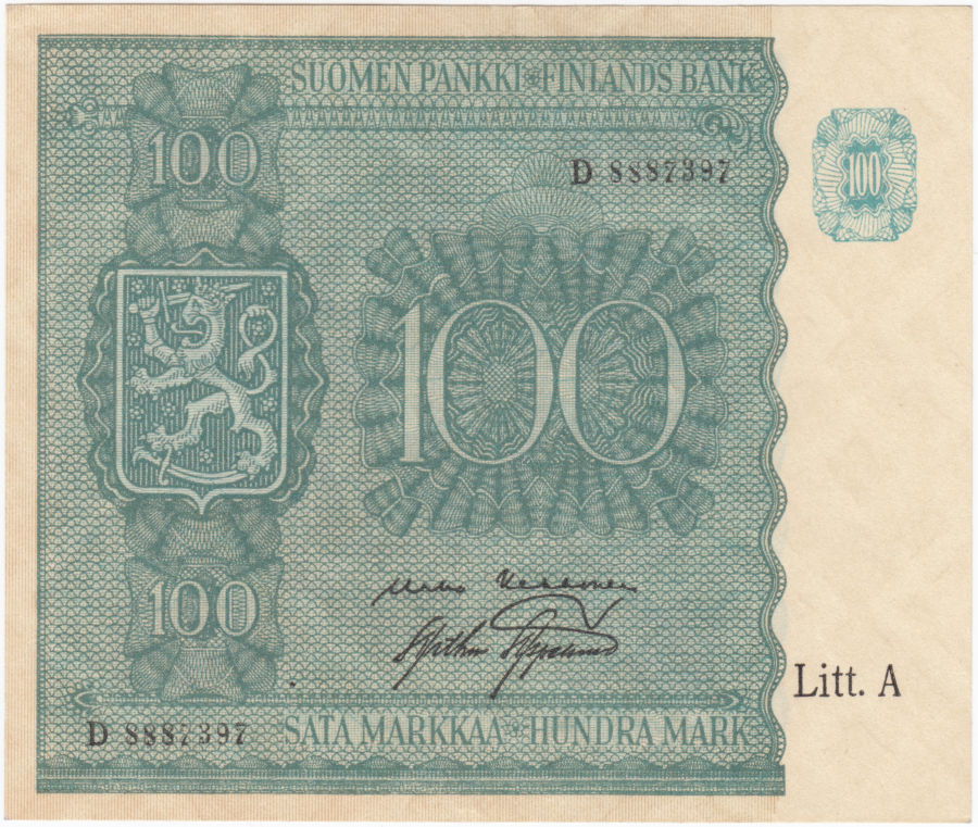 100 Markkaa 1945 Litt.A D8887397